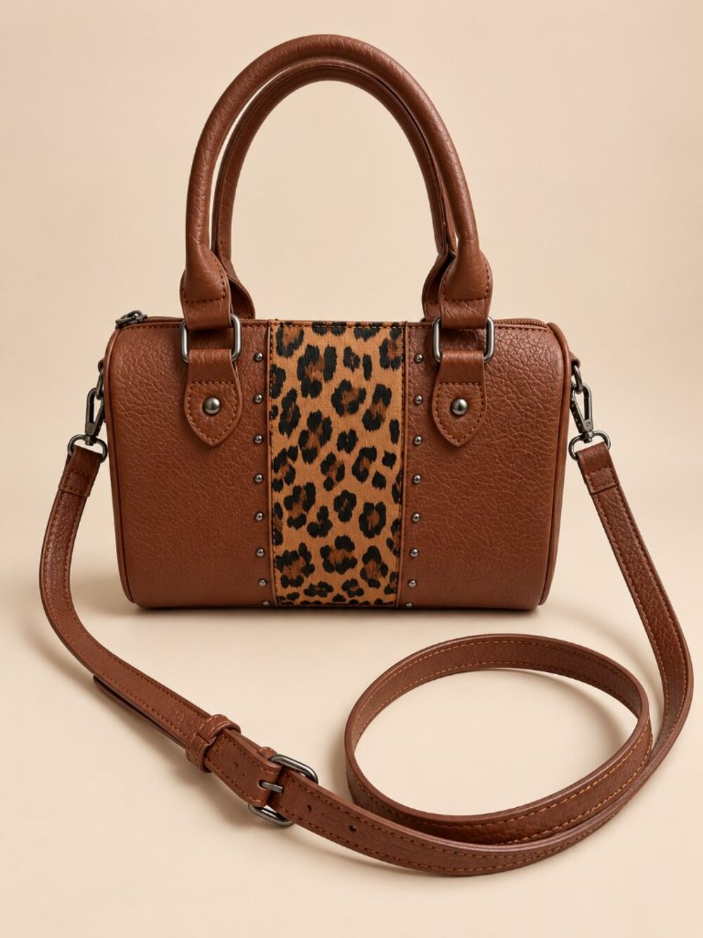 NWT Montana West Brown Leopard Studded Western Satchel